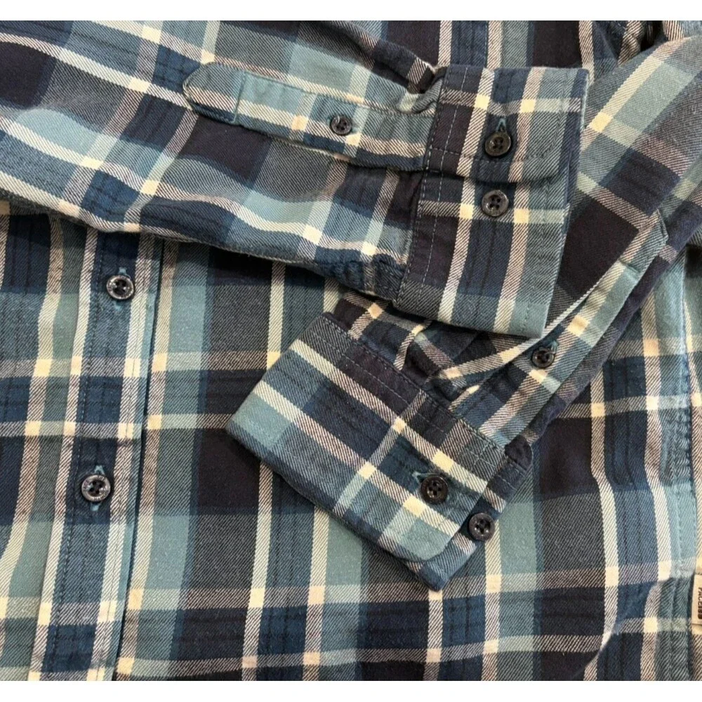 The North Face Shirt Men's Medium Blue Flannel Plaid Long Sleeve Button Front